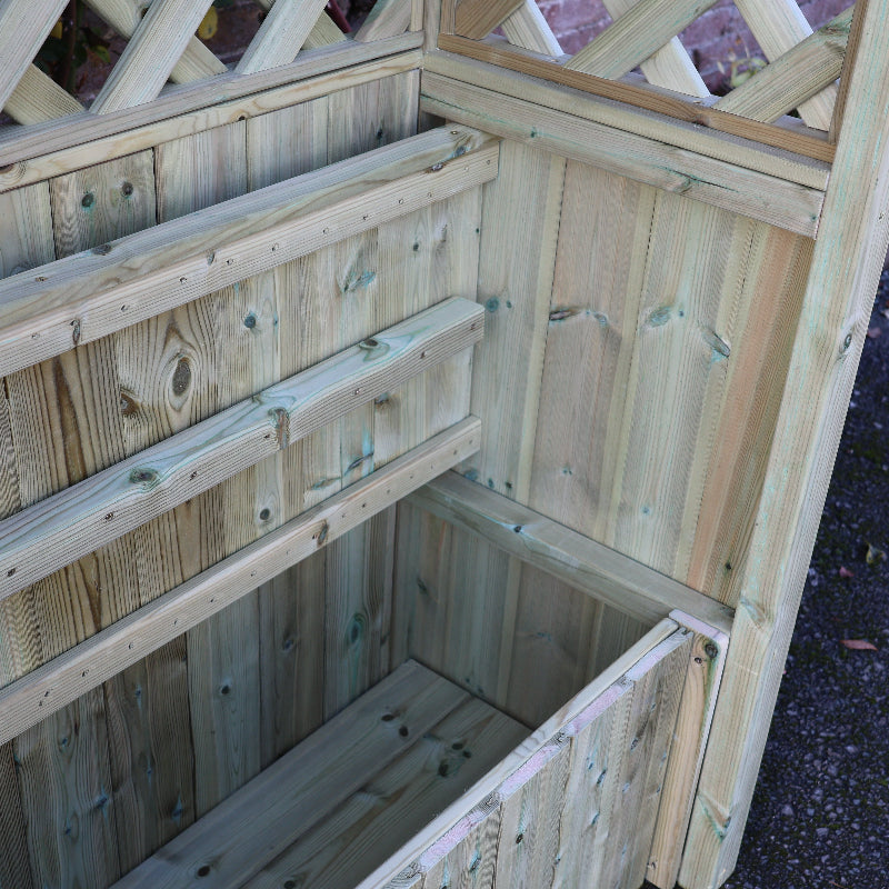 Wooden garden structure with lattice top 